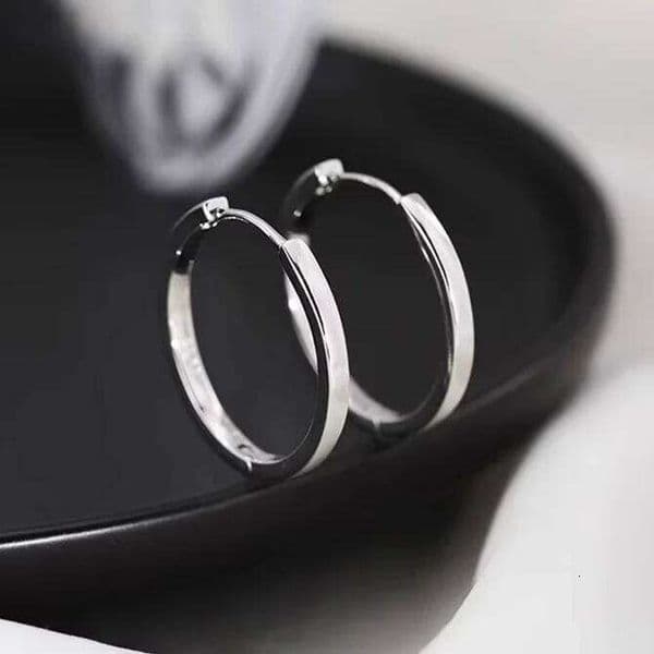 Real 925 Sterling Silver 14K Gold Minimalist Round Hoop Earrings for Women Trendy Fine Jewelry Personality Accessories