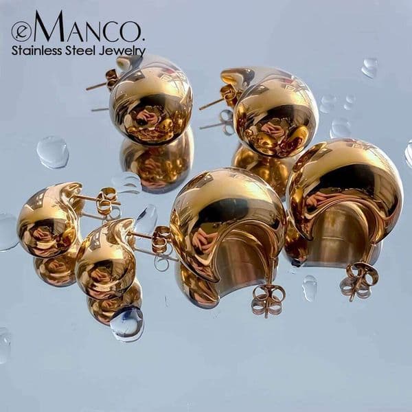 eManco Stainless Steel Earrings Art Deco Style Water Drop Circular Elements Celebration Social Statement Earring Jewelry