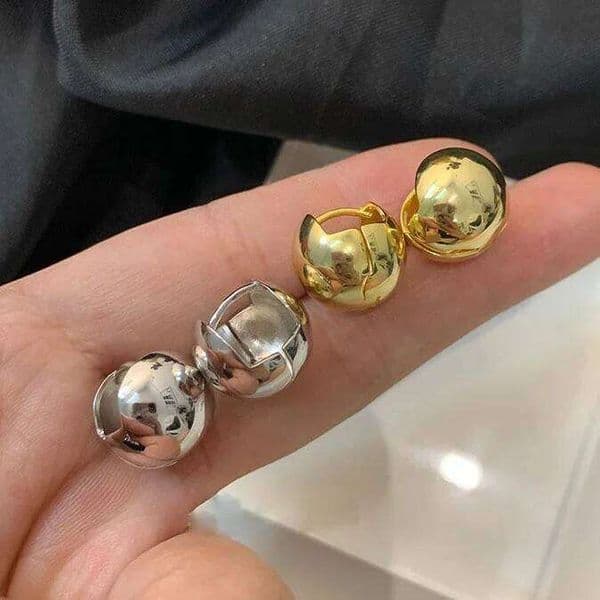 Real 925 Sterling Silver Round Ball Huggies Hoop Earrings for Women Minimalist Trendy Fine Jewelry Personality Accessories