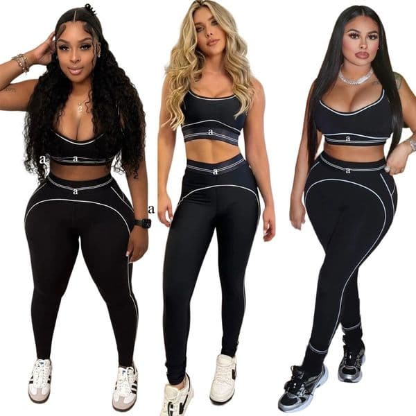 Q6256 Women Yoga Set Sleeveless Sports Vest High Waist Hip Lift Abdominal Fitness Tracksuit Yoga Suit Set 8 Colors in Stock