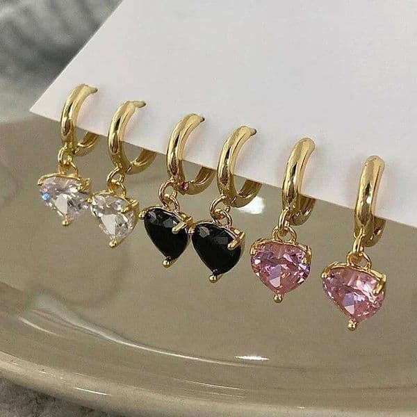 Real 925 Sterling Silver Heart Zircon Hoop Earrings for Women Party Trendy Fine Jewelry Minimalist Accessories