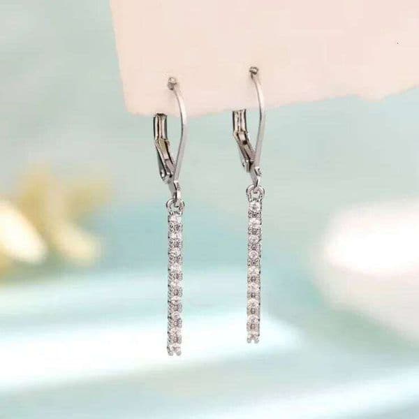 Real 925 Sterling Silver Zircon Strip Tassels Hoop Earring for Women Trendy Geometric Fine Jewelry Minimalist Accessories