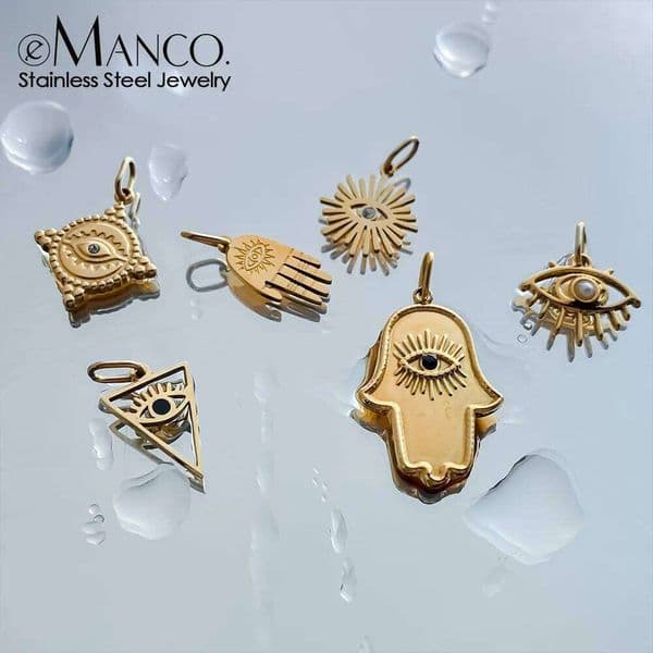 eManco Stainless Steel Evil Eye Faux Pearl Fashion Charms Make DIY Necklace Bracelet Earrings Jewelry 48 Hour Shipping