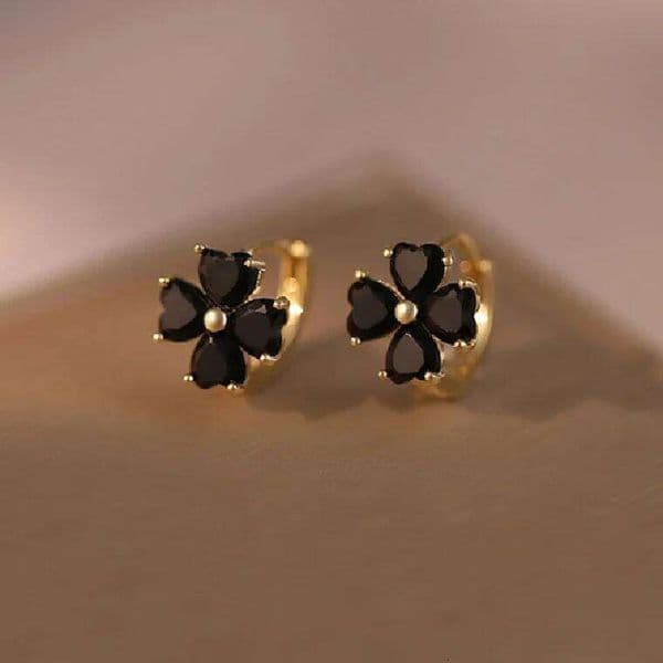 Real 925 Sterling Silver Minimalist Zircon Clover Hoop Earrings for Women Light Luxury Plant Fine Jewelry Cute Accessories