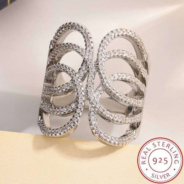 Stackable Cubic Zirconia Ring - Silver Plated Full CZ Band for Women | Sparkling Layered Cocktail Party Jewelry Stacking Rings