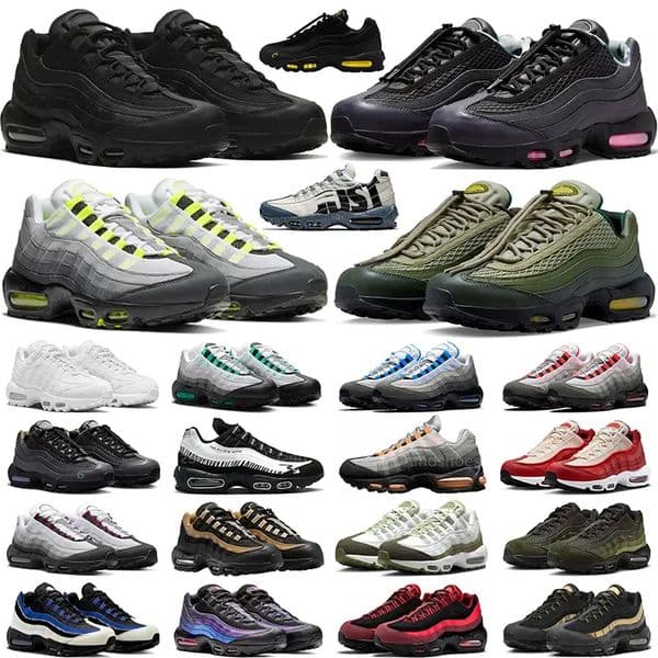 95 95s Running Shoes Neon Triple Black White Stadium Green Crystal Blue Bred Dark Beetroot Solar Red Grey Mens Trainers Men Women Sneakers