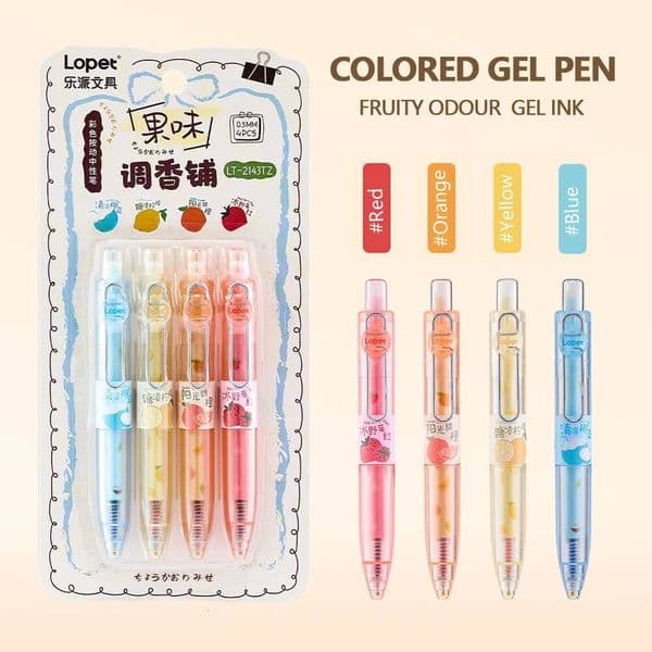 Bestseller 4 Pcs/Set Creative Fruit-Scented Colored Gel 0.5mm Portable Short Pocket Pens for School Office Note-Taking Stationery ddmySat
