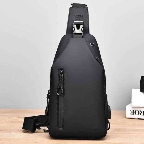 New Solid Color Men Chest Outdoor Casual Fashion One Crossbody Bag Nylon USB Charging Shoulder Bags
