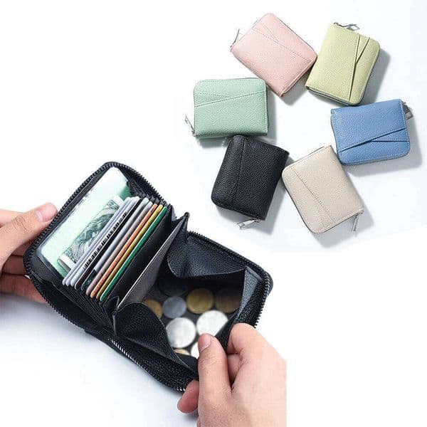 Fashion Holder Layer Zipper Coin Bag PU Leather Lychee Pattern Multi Functional Credit Card Women's Wallet