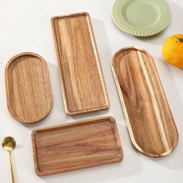 Japanese Wood Coffee Rectangle/Oval Food Cup Dessert Candy Wooden Tableware Plate Gongfu Tea Tray Kitchen Supplies