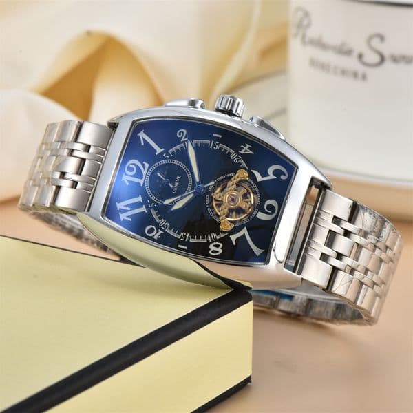 Fashion Mens women FRANCKity MULLERity Wristwatches leather Tourbillon male Watch Automatic Mechanical Wristwatch steel men Watches relogio masculino clock #556