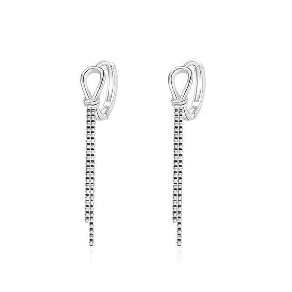 925 Sterling Silver Knotted Tassel Earrings Women Fashion Simple Birthday Party Wedding Anniversary Jewelry Gift