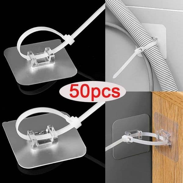 Bestseller 10-50pcs Nylon Self-Adhesive Ties Mount Wire Fasten Organizer Fixers Easy Cable Management System Reusable Durable ddmytues