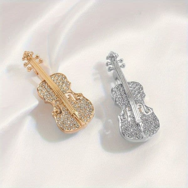Violin Brooch High-End Exquisite Luxury Fashtion French Style Suit Lapel Pin Accessory Niche High-End Feel Accessory