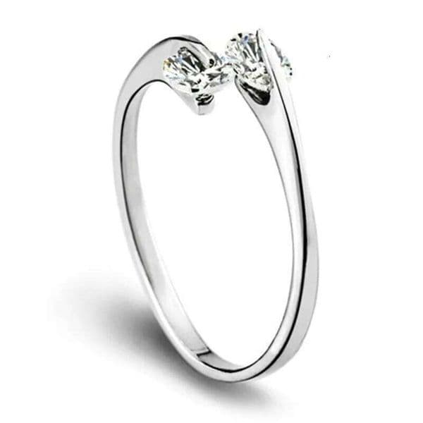 925 Sterling Silver Double Zircon Opening Ring Ladies Fashion Simple Birthday Party Wedding Anniversary Jewelry Gift