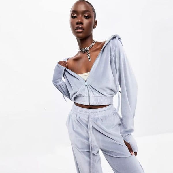 European and American Style Hot Girl Sexy Sleeve Hooded Cardigan Lace-up Long Pants Fashion Casual Women's Sports Set