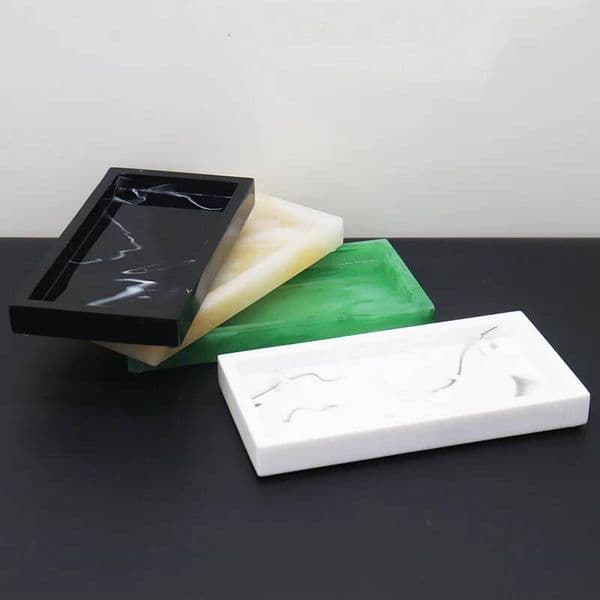 Household Marble Resin for Bathroom Rectangular Jewelry Tray Kitchen Dish Storage Plates