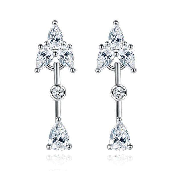 925 Sterling Silver Long Drop Zircons Earrings Ladies Fashion Simple Birthday Party Wedding Anniversary Jewelry Gift
