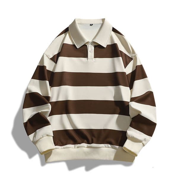Designer Shirt Spring And Autumn Polo Striped Polo Shirt Sweatshirt Warm Loose Autumn Turn-down Collar Long Sleeve Designer Hoodie Versatile Long Sleeve T-shirt