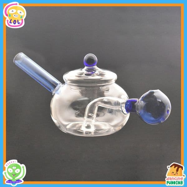 Wholesale Tea Pot design Mini Glass Bubbler Oil Burner Portable Recycle Water Bong With 3cm Glass smoking Bowl Head