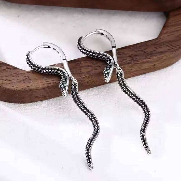 Sam Panda 925 Sterling Silver Vintage Square Earrings For Women Trendy Retro Snake Earring Jewelry Prevent Allergy Party Gift