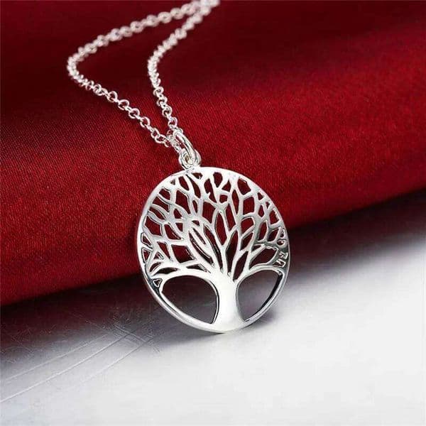 16inch Chain Tree Round Pendant Necklace For Woman Fashion Wedding Engagement Charm Jewelry