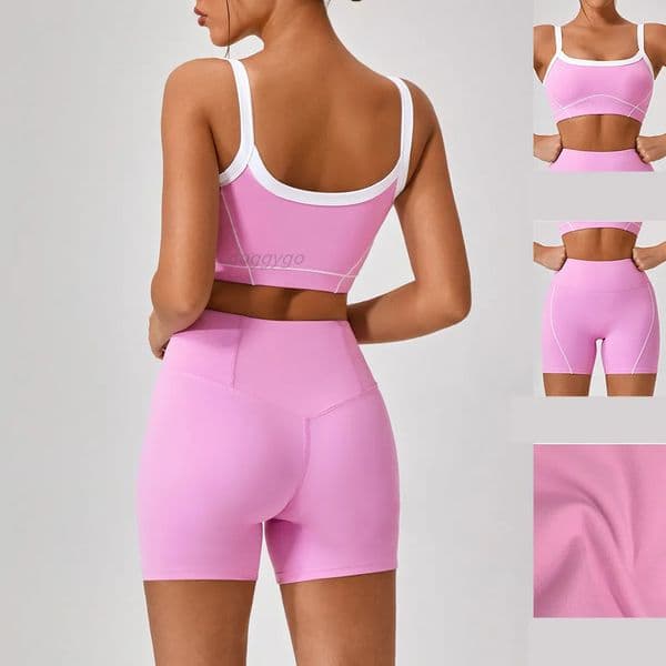Yoga Set Women Two Pieces bralette Gym Sports Tracksuits Bra Fitness Shorts Fared Pant Workout Sports Clothes