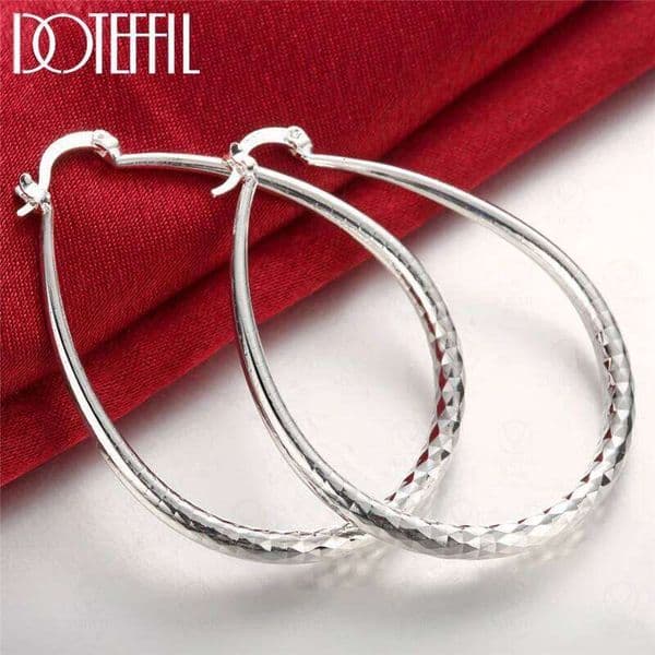DOTEFFIL Classic Circle Hoop Earrings 925 Sterling Silver Women Party Gift Fashion Charm Wedding Engagement Jewelry
