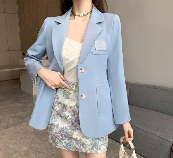 Women Blazer Office Ladies Elegant Outwear Blue Long Sleeve Blazers Coats Fashion Womens Spring Casual Suits Female Formal Blazers Designs