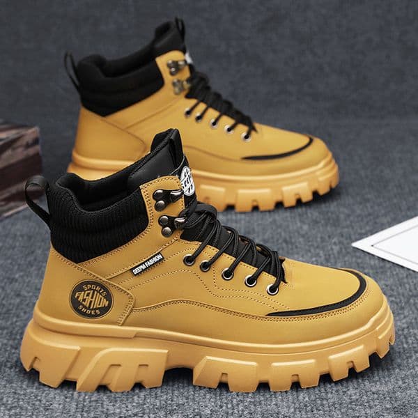 Ddmytiger Men S Martin Boots Autumn New High Top Sports Casual Non Slip Waterproof Thick Soled Fleece Lined Wear Resistant Work Safety Shoes Outdoor Shoes