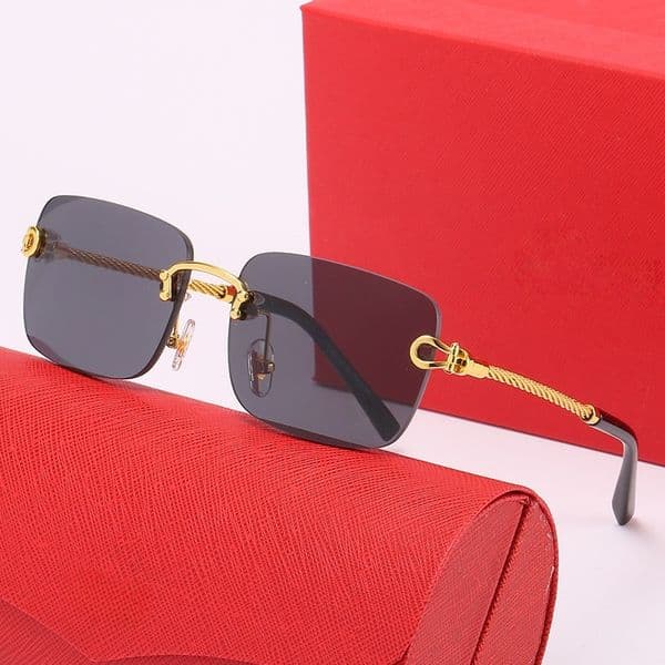 Men Classic Cheetah rectangle Business Eyewear Women Optical Lens material prescription Discoloration Rimless Metal Frame Sunglasses