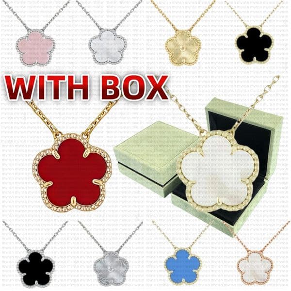 Necklace Clover necklace with box gold necklace Designer Luxury jewelry for women mother-of-pearl Flower diamonds Necklaces chains high quality festival gifts