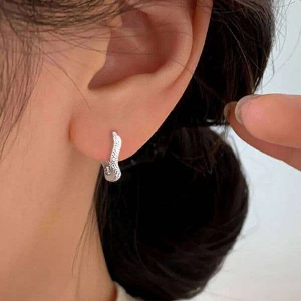Sam Pand 925 Sterling Silver Wave Earring for Women Asymmetry Frosting Texture Trend Exquisite Elegant Jewelry Gift Dropshipping