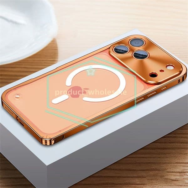 Metal Magnetic Cases Aluminum Alloy Frame For Wireless Charging Phone Case For iPhone 17 16 PRO MAX 15 14 13 12 ProMax Translucent Matte Cover Retail