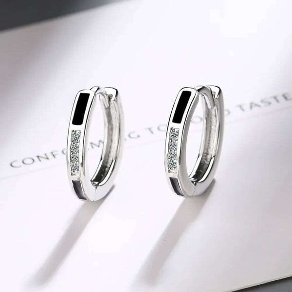 Minimalist 925 Sterling Silver Hoop Earrings for Women Couples Resin Jewelry Trendy Elegant Party Accessories Prevent Allergy