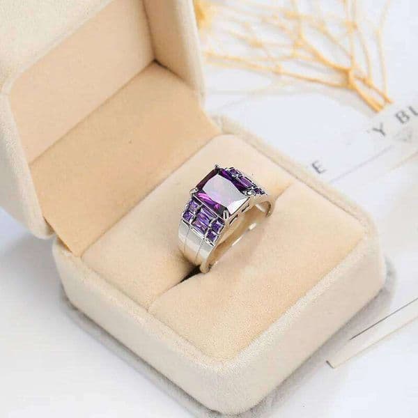 Purple Zircon Wide Rings for 925 Sterling Silver Multicolor Birthstone Ring Exquisite Wonderful Women S925 Stamp Jewelry