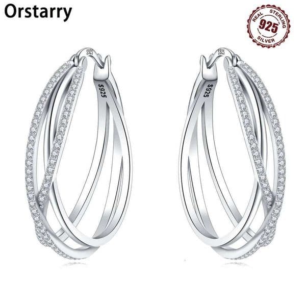 925 Sterling Silver Curve Weaving Large Circle Series Earring Versatile Hoop Earrings For Women Jewelry Fine Gifts