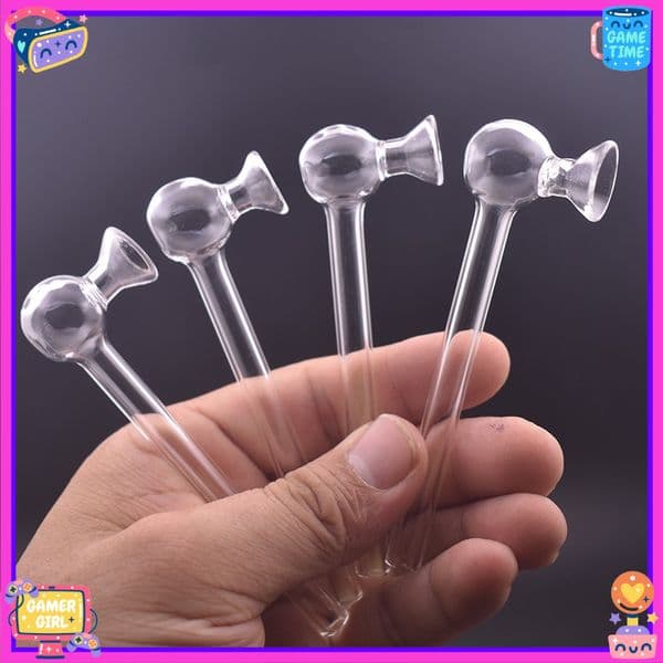 cheap mini 10cm clear glass oil burner pipe funnel shape thick heady hand smoking straw pipes