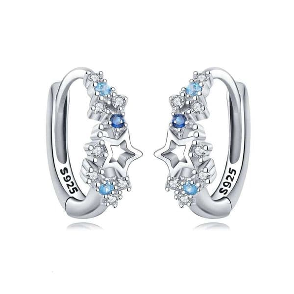 Orstarry 100% 925 Sterling Blue Star River Silver Hoop Earrings For Women Jewelry Original Party Trendy Gifts