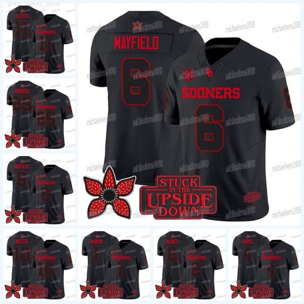 Oklahoma Sooners 2025 Stranger Things Edition Jersey Baker Mayfield Kyler Murray John Mateer Tory Blaylock Jovantae Barnes Deion Burks