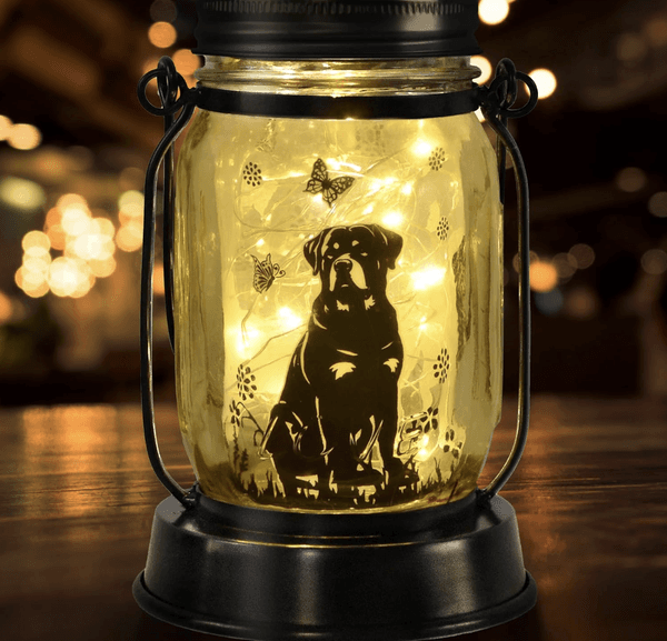 Rottweiler Solar Lanterns Dog Mom Birthday Dog Lovers Lantern Pet Memorial Lights,Solar Garden Decoration Outside for Yard, Patio,Backyard,Porch