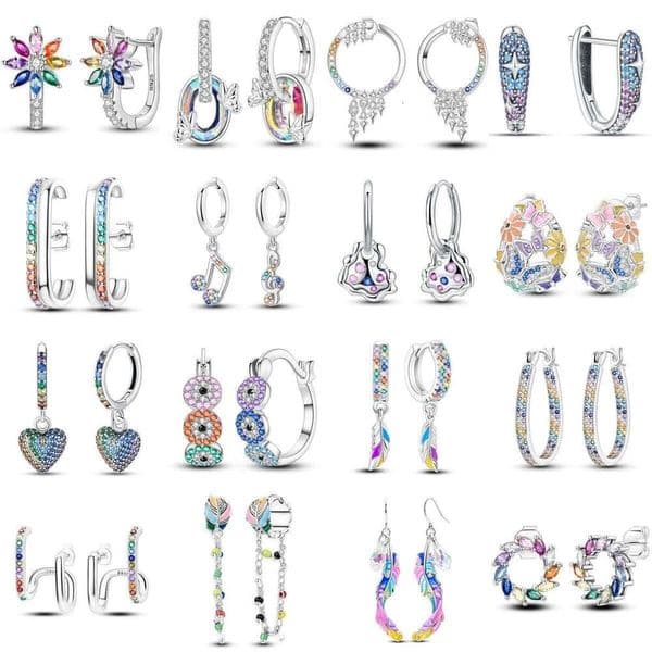Orstarry 925 Sterling Silver Earrings Women 2025 Jewelry Colored Zircon Hoop Ear Studs Earring Wedding Gifts For Anniversary