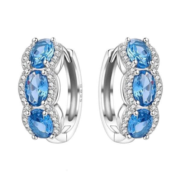 Orstarry Original 925 Sterling Silver Sparkling Blue Zircon Earrings Women Hoop Earring Anniversary Jewelry Trendy Gifts