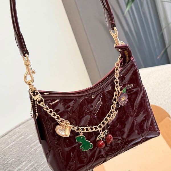 Luxury Designer Hobo Bag Women Bags Cross Body Bag Wallet Leather Red Wine Color Leather Handbag