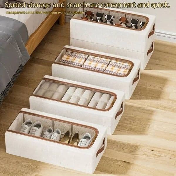 Thickened Fabric Folding Bed Boxes for Shoes, Toys - Dustproof, Shoe Storage Organizer, Bedroom Organizer