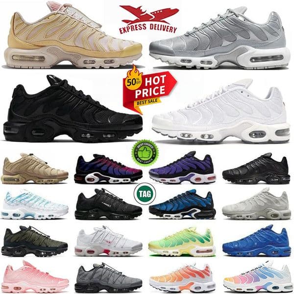 tn designer running shoes tn plus tns tnssTriple White Triple Black Light Yellow Metallic Silver Panda Sesame FC Barcelona Onyx Glossy Black men women sneakers shoes