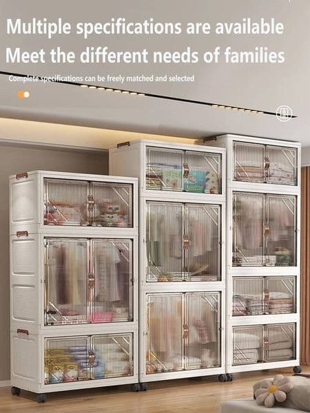 Bestseller Multilayer Folding Storage Cabinet Locker, Foldable Organizer for Home, Office, White, Gray, Beige, Non-Weight Bearing ddmytues