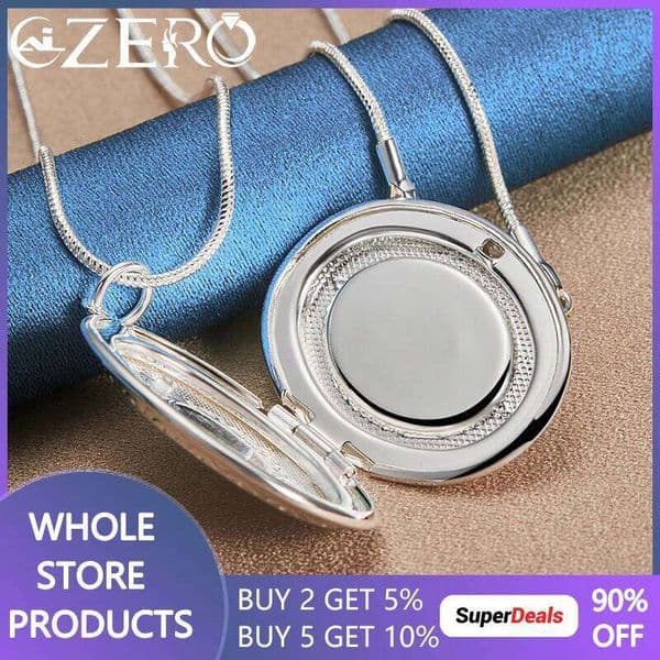 ALIZERO 925 Sterling Silver Oval Photo Frame Pendant Necklace 16-30 Inch Snake Chain For Women Man Fashion Wedding Party Jewelry