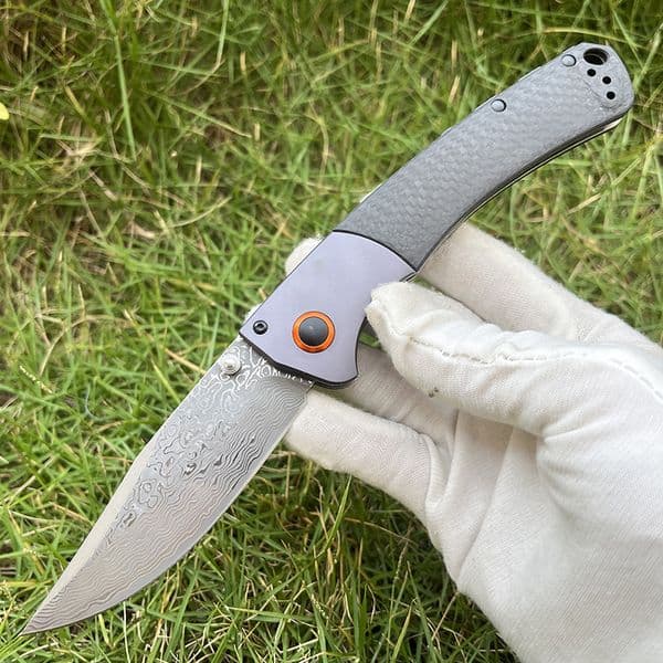 2026 New Butterfly 15080 Pocket Folding Knife VG10 Damascus Steel/S30V Blade Carbon Fiber with Steel Head Handle Outdoor EDC Pocket Knives