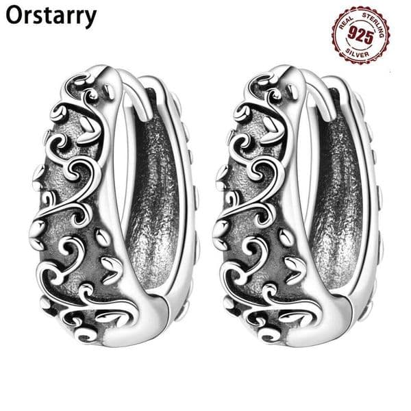 Orstarry S925 Sterling Retro Ear Ring Versatile Silver Hoop Earrings For Women Jewelry Original Birthday Party Gifts
